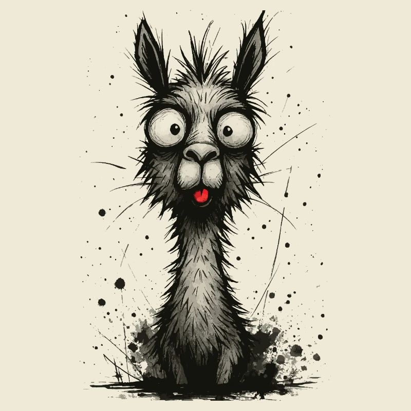 Funny llama with tongue – comic book splash