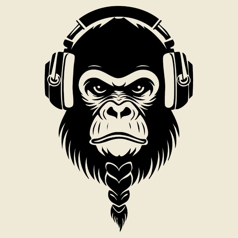 Cafe Relaxed Monkey Wireless Headphone Shirt