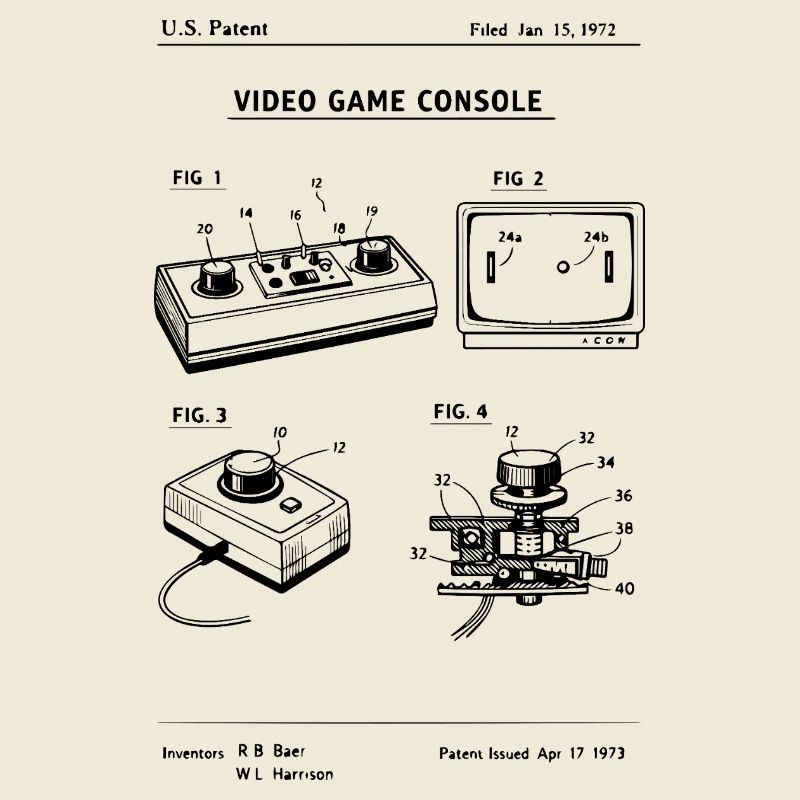 Brevet de plan de console de jeu rétro