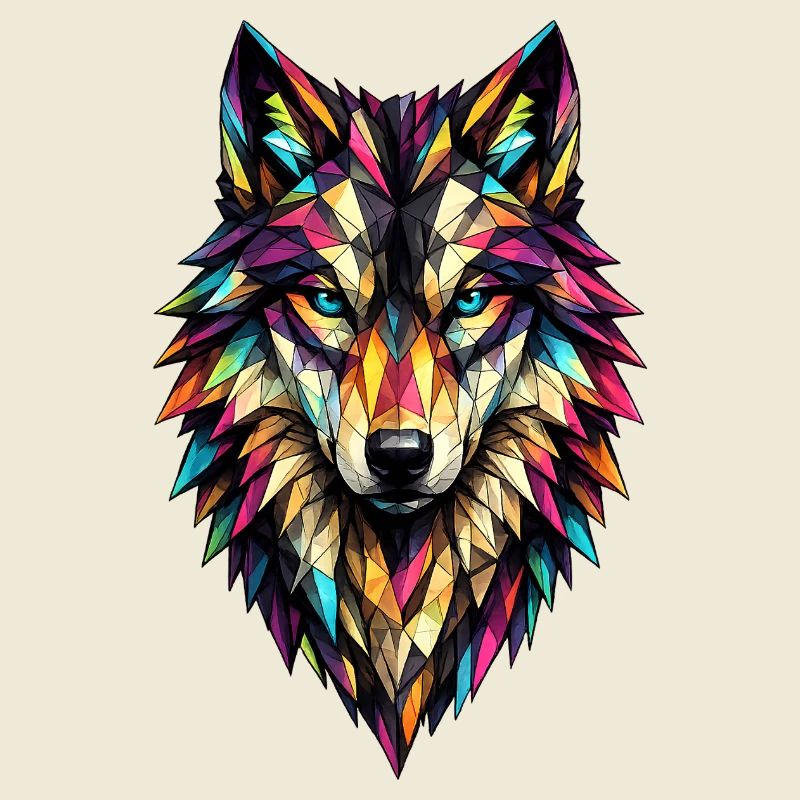 Farbgeometrischer Wolf