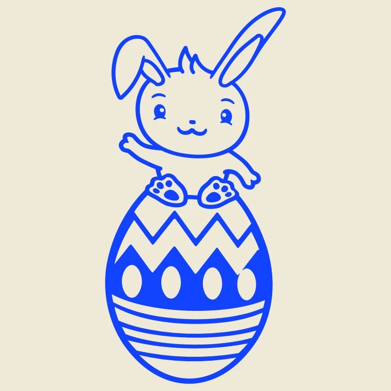 Bunny sitting on big giant Easter egg Easter bunny