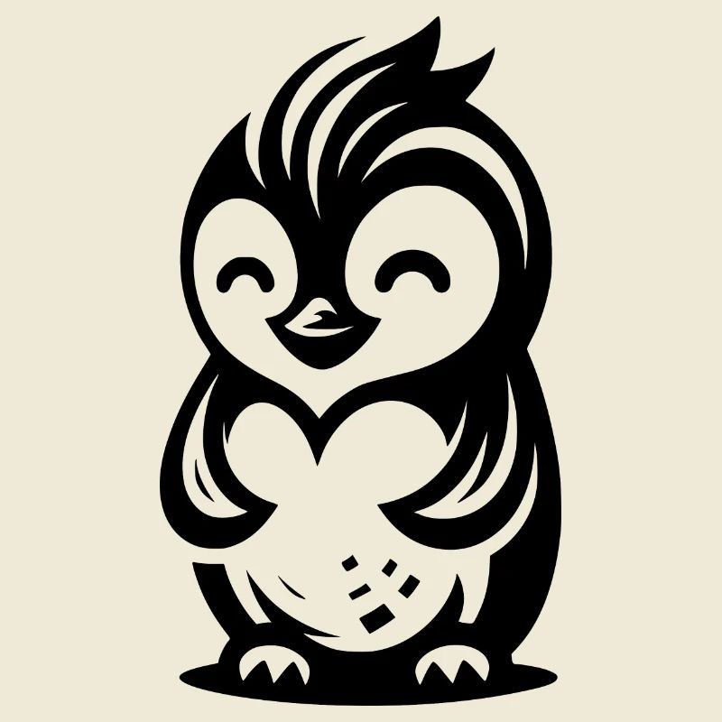 Dessin de pingouin avec une expression amicale mignonne