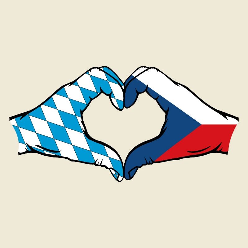 Bavière, République tchèque, Drapeau, Mains, Forme de coeur