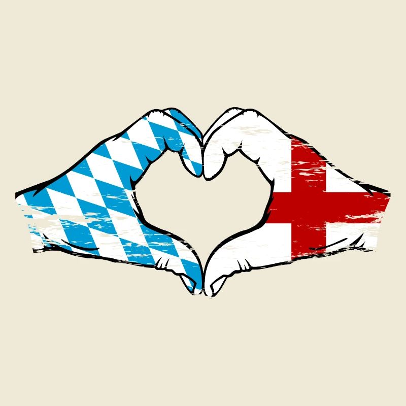 Bayern Angleterre Drapeau Mains Coeur Forme Utilisé