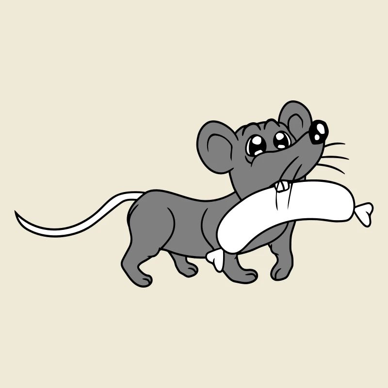 Mouse big sausage eating hunger sausage grilling