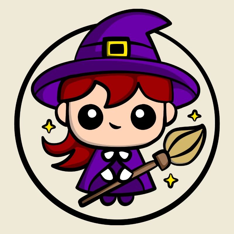 Mignonne sorcière Chibi | Conception mignonne de sorcière d’Halloween
