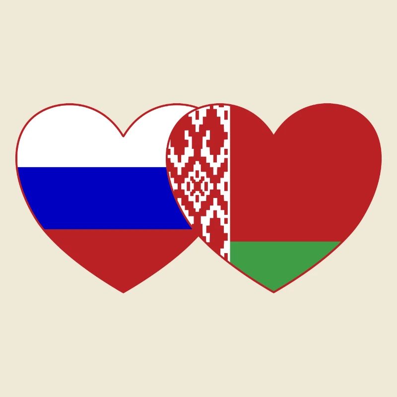 Russie Biélorussie Drapeau Cœur