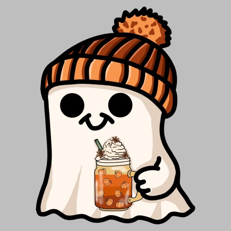Halloween Ghost Hat Pumpkin Tea Coffee Fall Cute