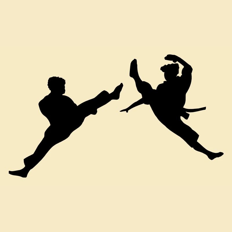 Zwei fliegende Karate-Kick oder Teakwondo-Kick