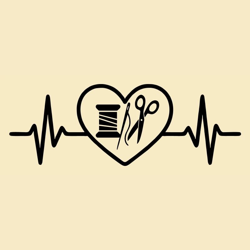 Sewing Spool Needle Scissors Heart