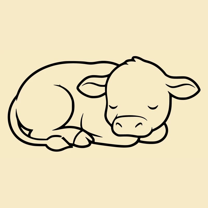 Veau endormi Vache bébé mignon