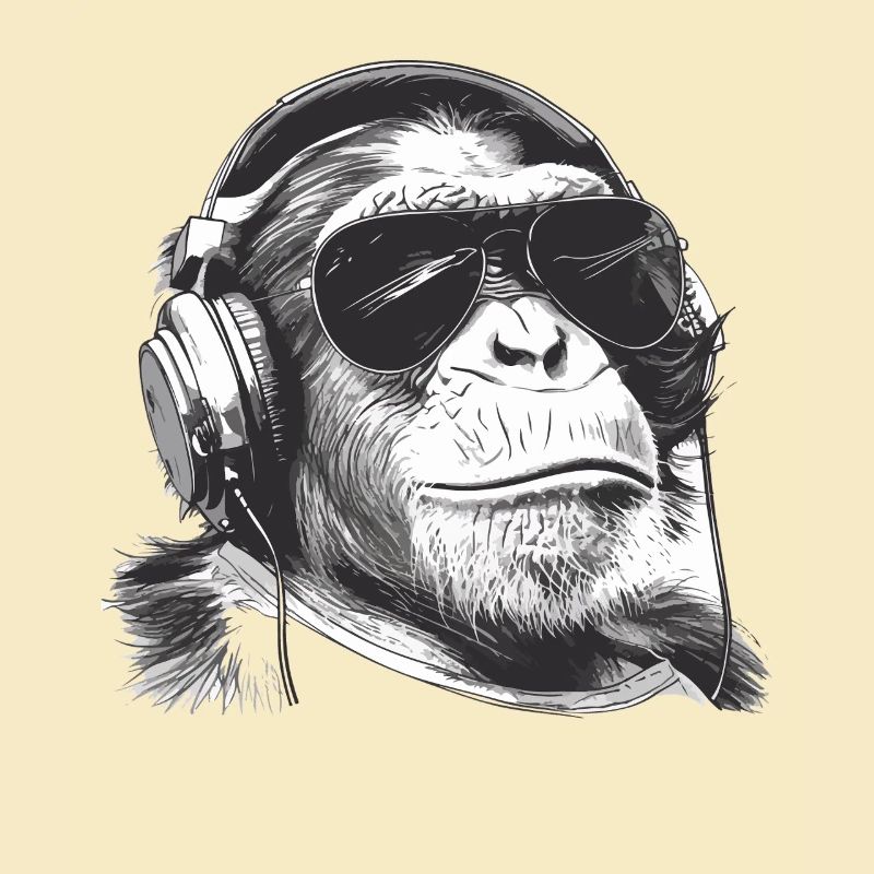 Monkey DJ avec casque