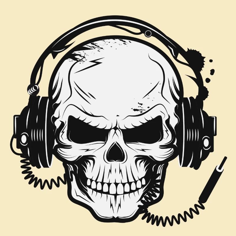 Schädel,Skull,Totenkopf mit Kopfhörer