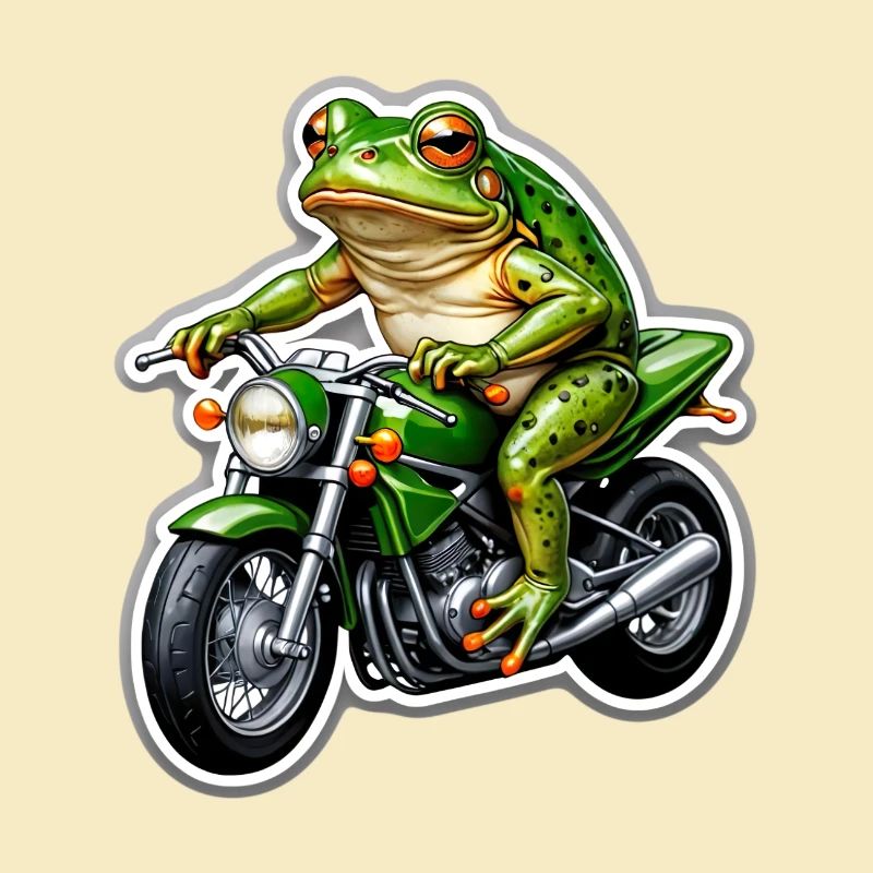 Frog on motorcycle