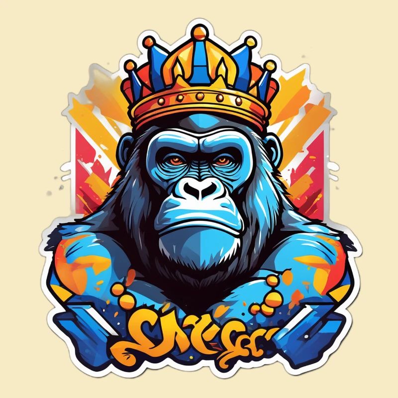 Blauer Gorilla gekrönte Graffiti