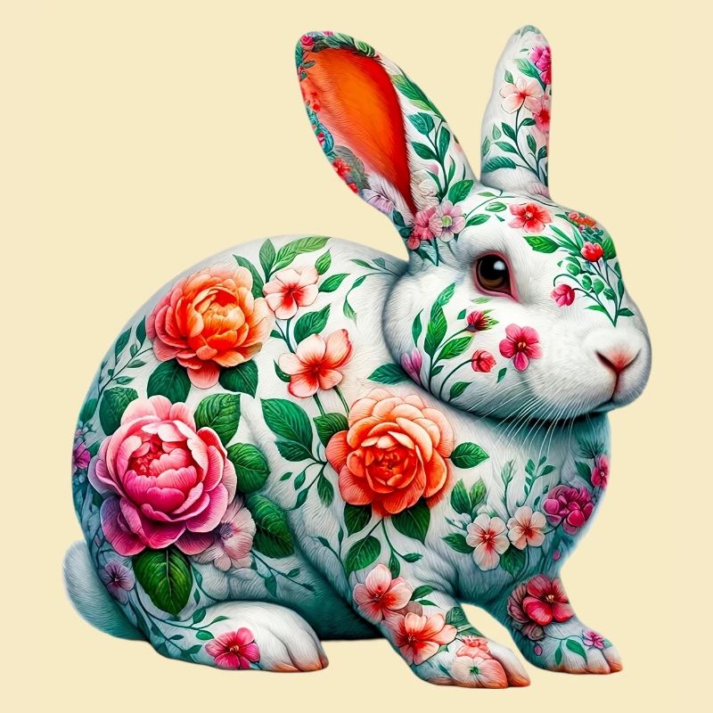 Lapin décoré de fleurs