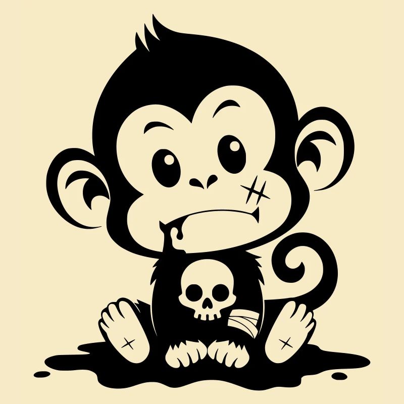Singe mignon dans un style inquiétant