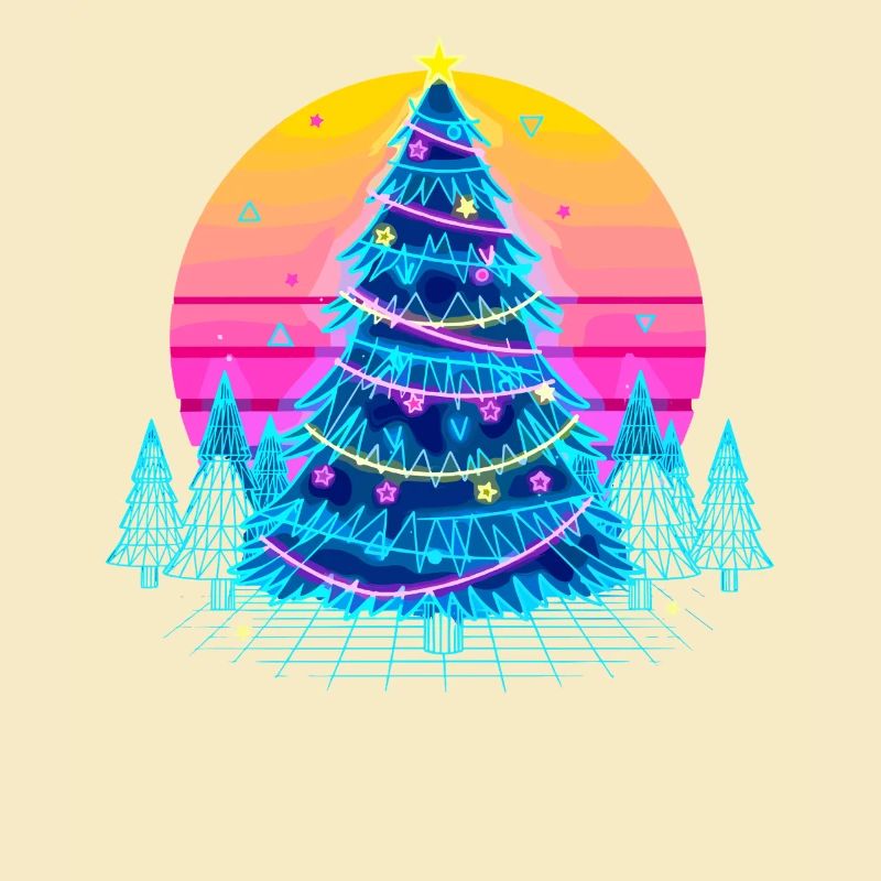 Neon Christmas Tree Sunset