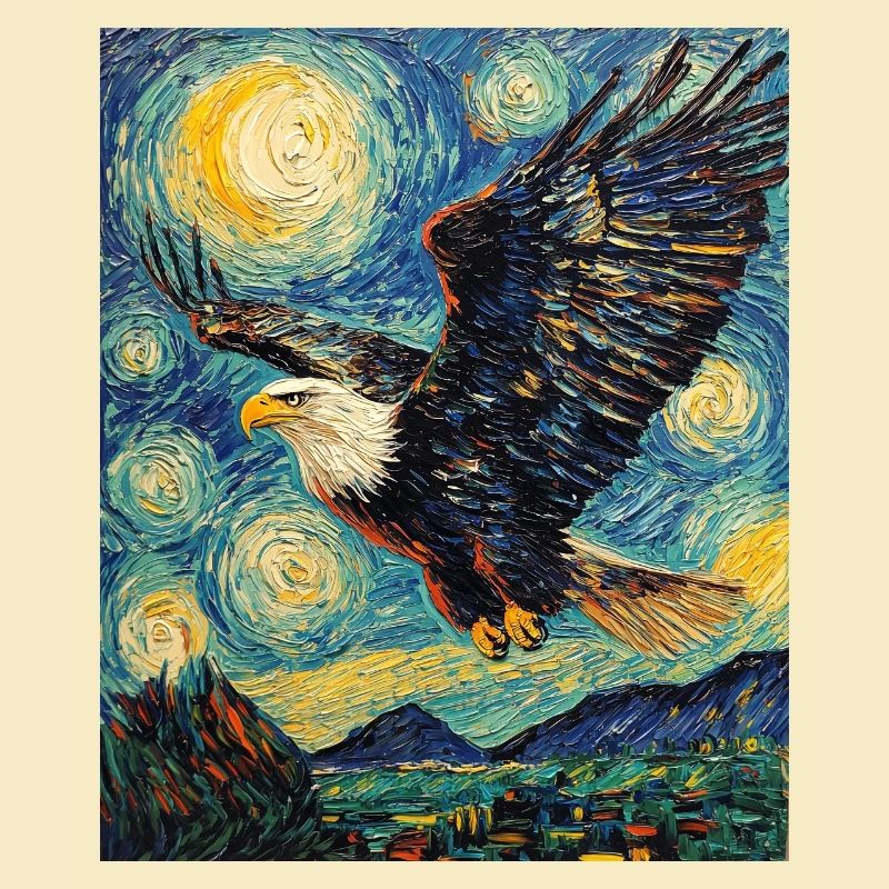 Eagle Bird Van Gogh Style Starry Night