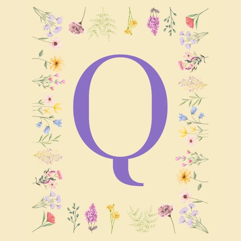 Monogramm "Q", florale Initialen