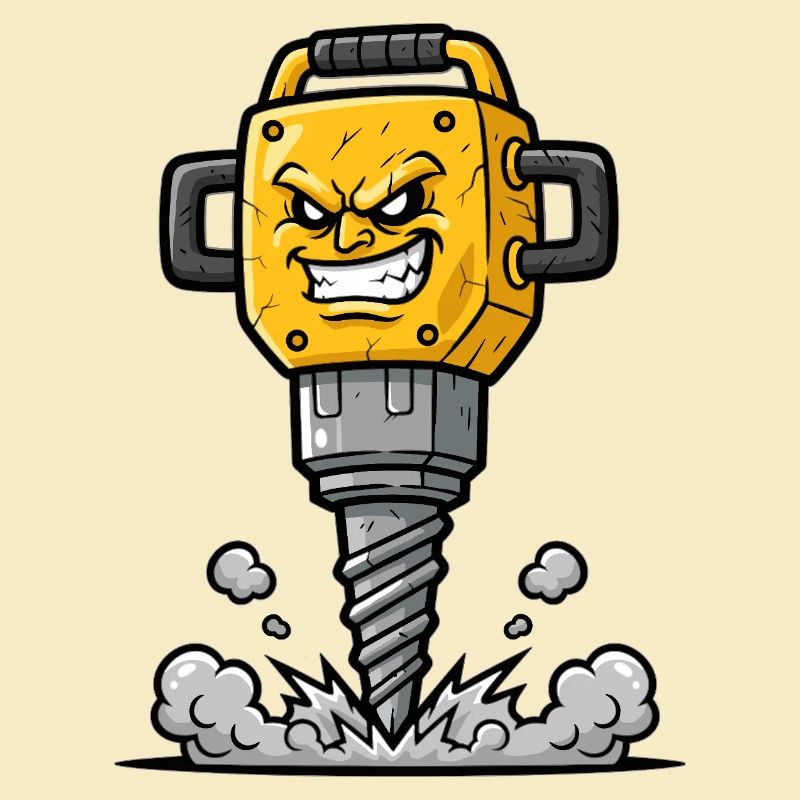 Dessin animé Drill en colère avec explosion