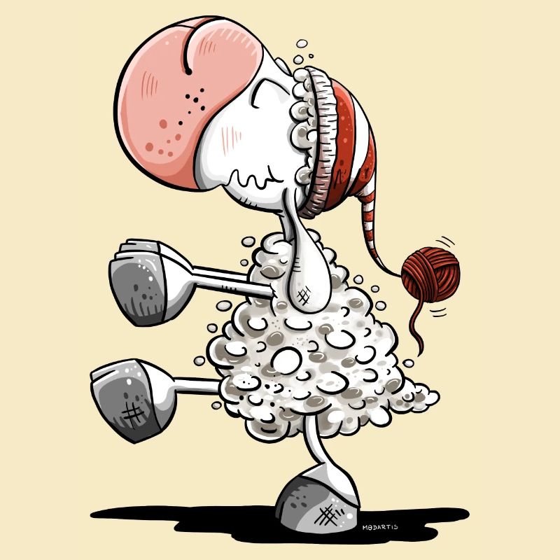 Sleepwalker sheep with sleeping cap