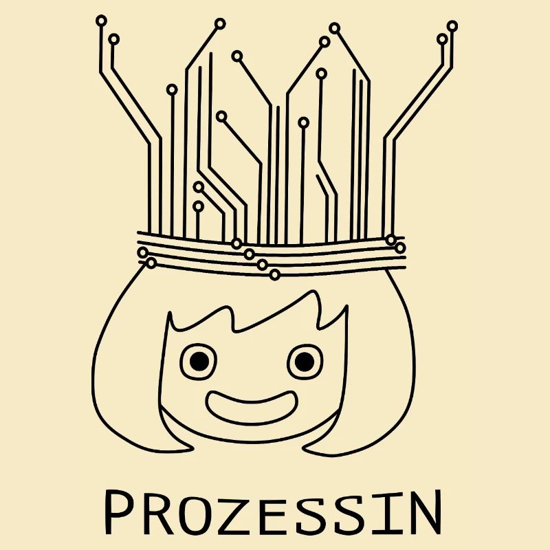 Prozessin mit Tech-Krone
