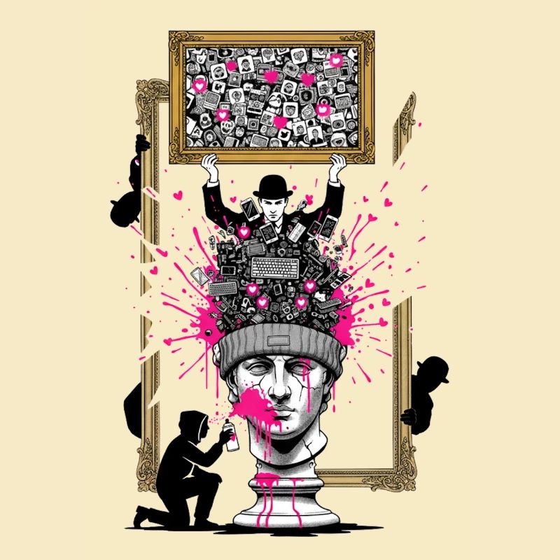 PopCollage Head Sculpture
