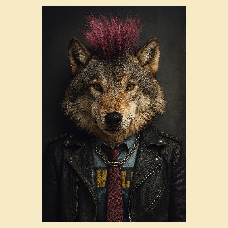 Wolf's Punk Mohawk Leather Jacket