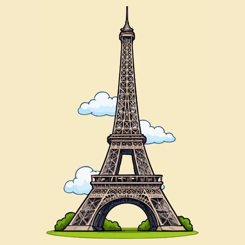 Tour Eiffel style dessin animé