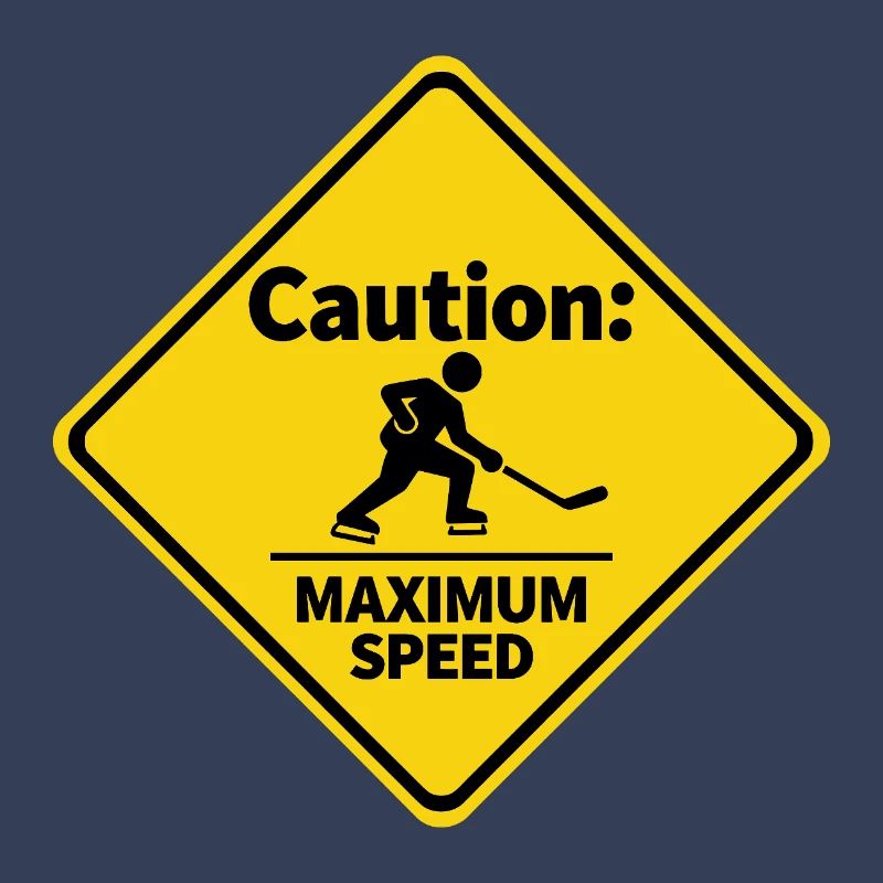 Caution Maximum Speed Eishockey Warnschild