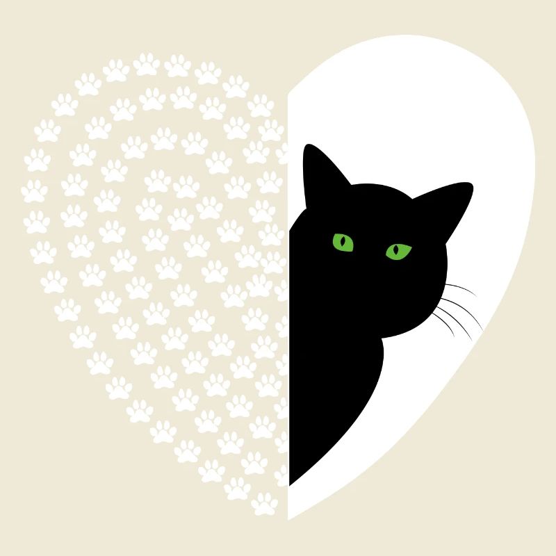 Black cat with floral pattern