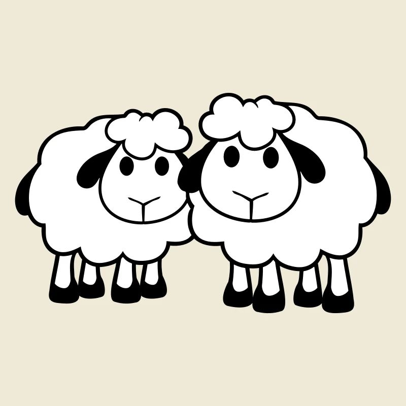 Deux Moutons Amis Équipe Équipage Mignon Petit Bébé Cher