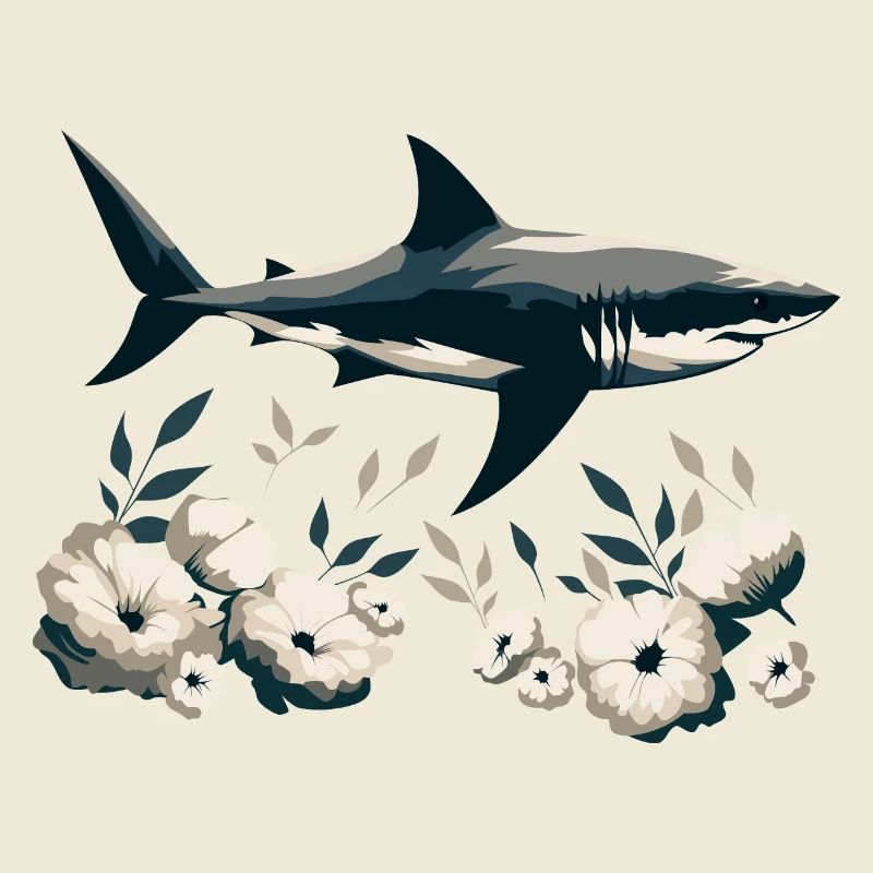 Requin avec des fleurs