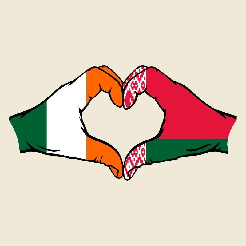 Irlande Biélorussie drapeau mains coeur forme