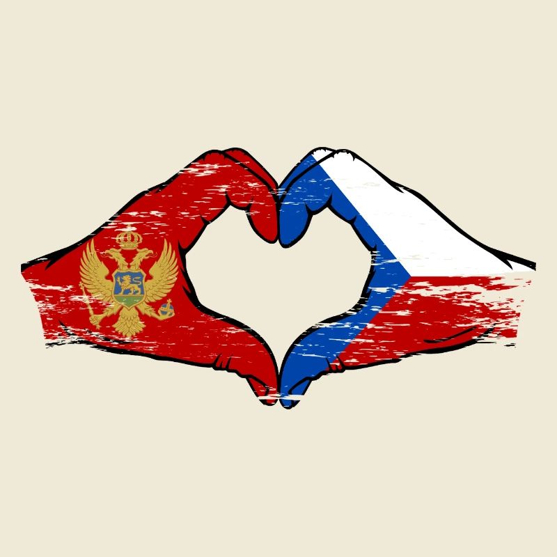 Monténégro République tchèque drapeau mains forme de coeur utilisé