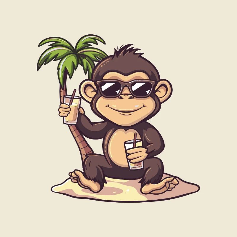 Affe Sommer Strand Comic