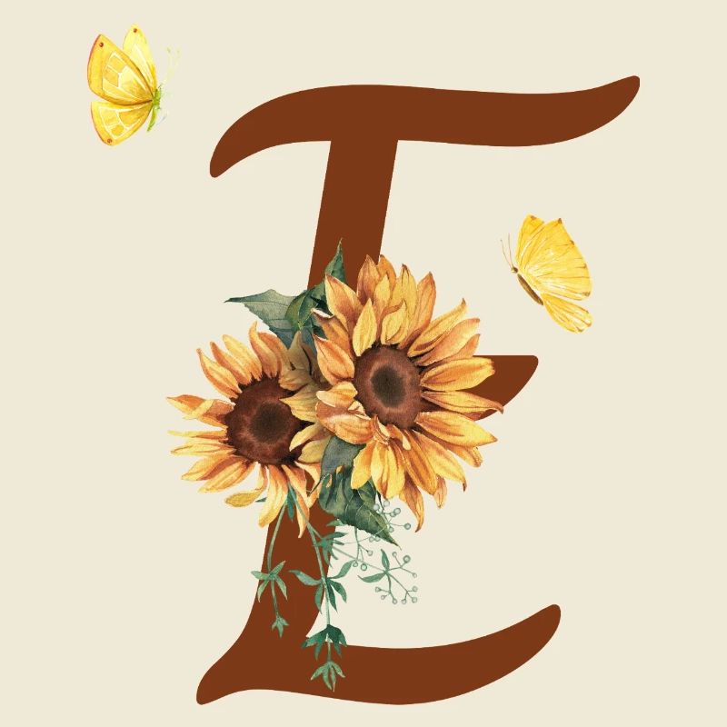 Lettre e tournesol papillon