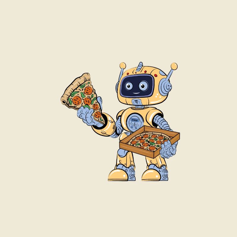 Roboter isst Pizza