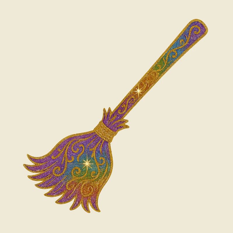 Rainbow Glitter Broom Magic