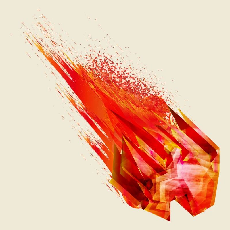 Astéroïde lumineux avec queue de feu - Conception de puissance