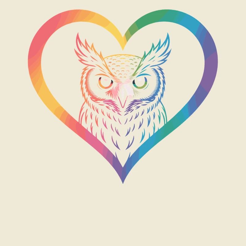 Regenbogen Eulen Herz Design