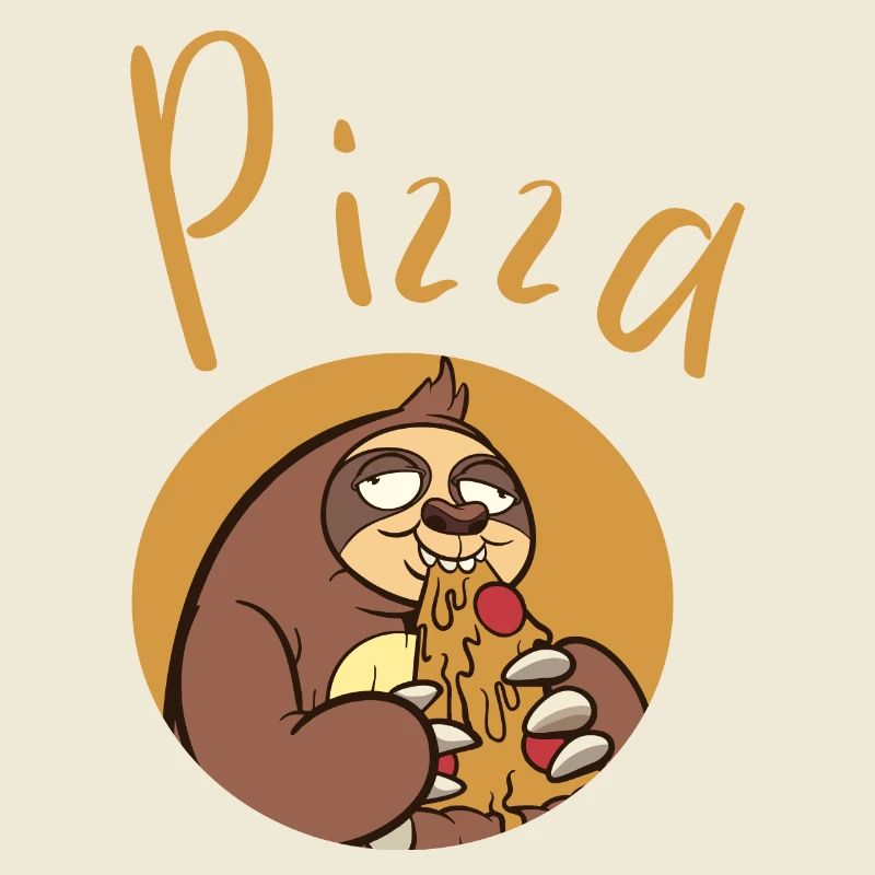Fun sloth with pizza