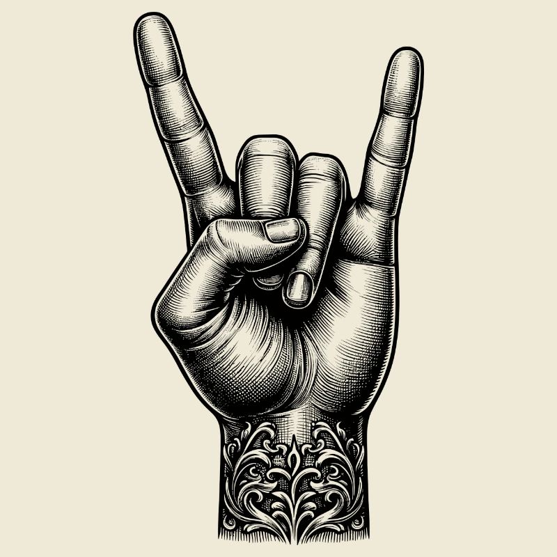 Rock on Hand avec des cornes de diable