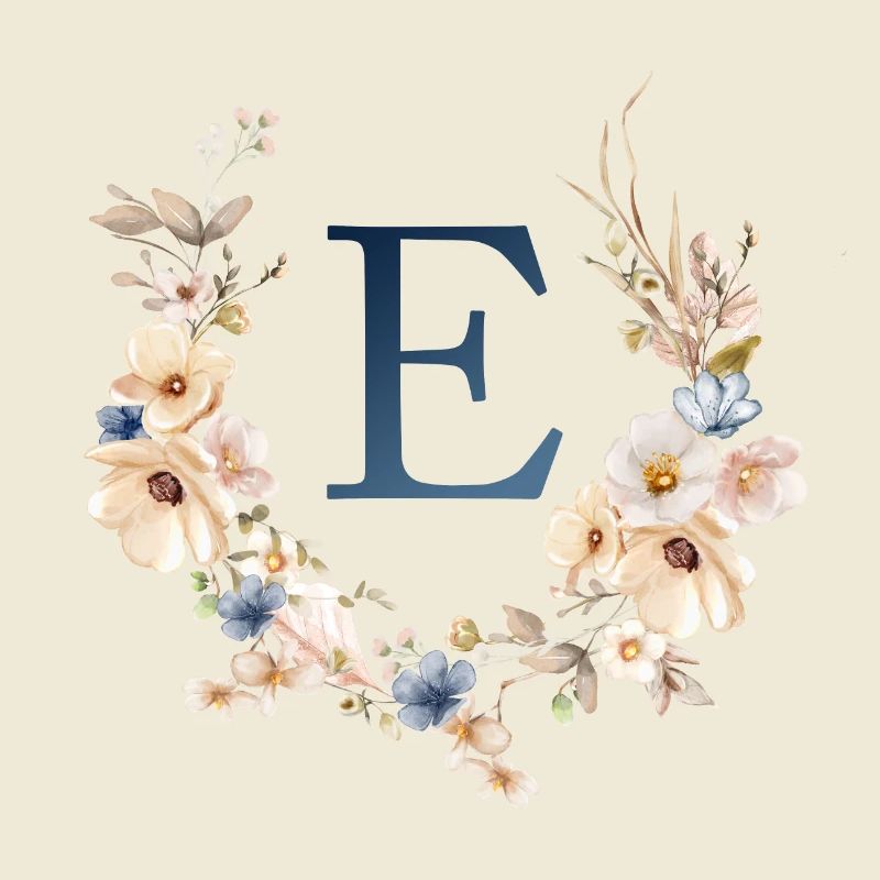 E Monogramm , Floral, Boho