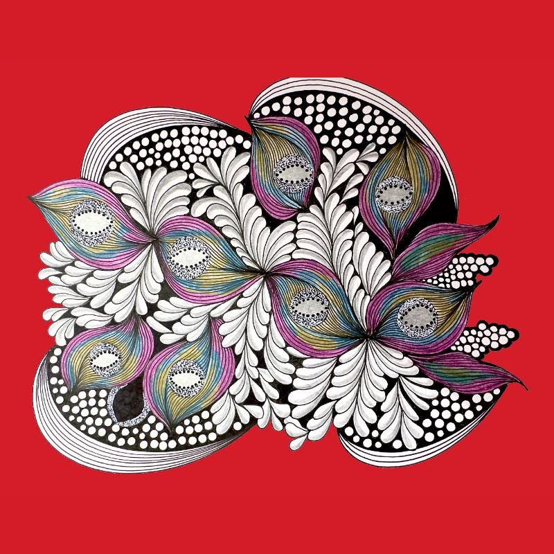Peacock Feather Doodle Pattern