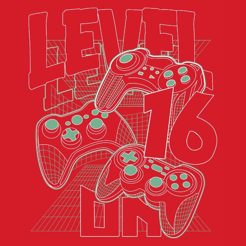 Level Up Retro Controller Graphic 16th Birthday