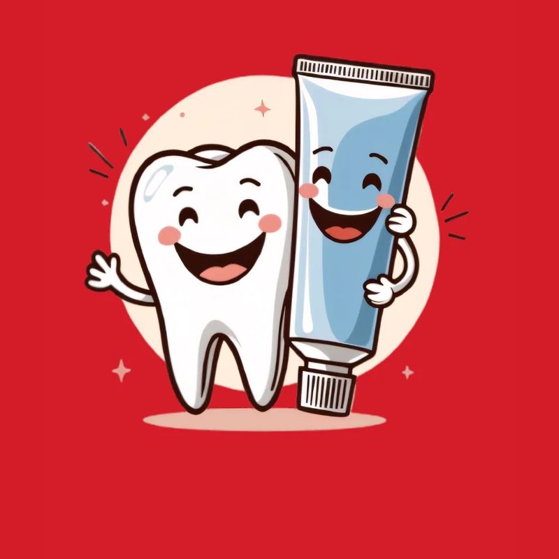 Smiling tooth with toothpaste