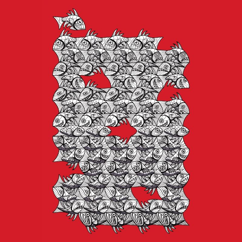 Repeated monochrome fish
