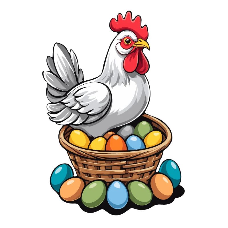 Easter Chicken Colorful Cute Funny Easter Eggs Nest